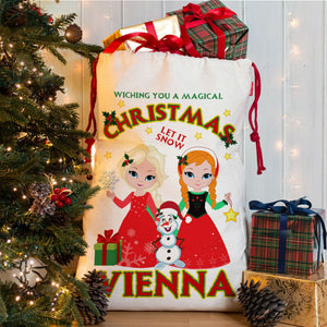 Personalised Frozen Christmas Sack Girls Santa Xmas Bag Anna Elsa Present Gift - Ruby & Ralph Boutique