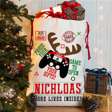 Load image into Gallery viewer, Personalised Gamer Christmas Sack Present Stocking Boys Gift Bag Santa Presents - Ruby &amp; Ralph Boutique