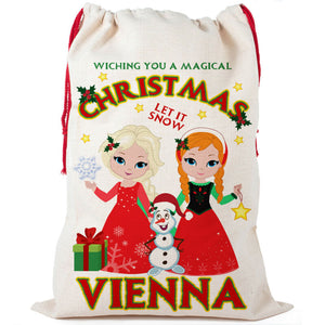 Personalised Frozen Christmas Sack Girls Santa Xmas Bag Anna Elsa Present Gift - Ruby & Ralph Boutique